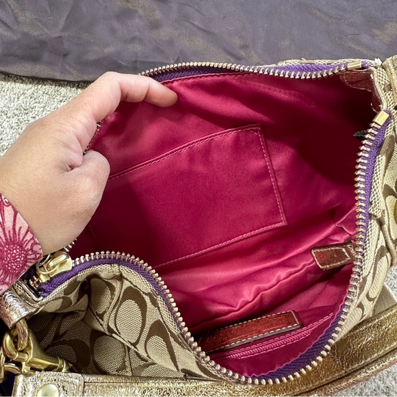 RARE Coach Poppy Tartan Applique Groovy Crossbody Shoulder Bag Brown Monogram - Picture 14 of 16